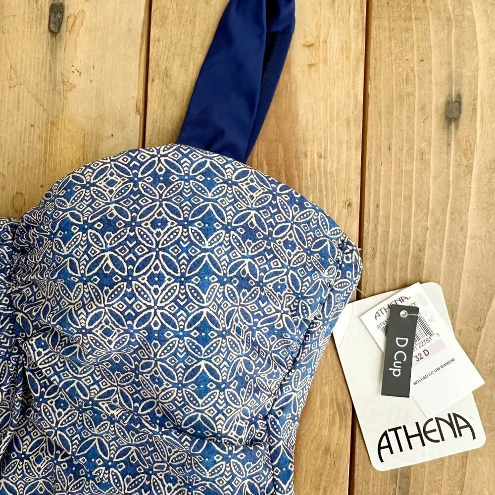 NWT Athena Swim Cami Top‎ Bathing Suit Blue Mandala NEW 32D